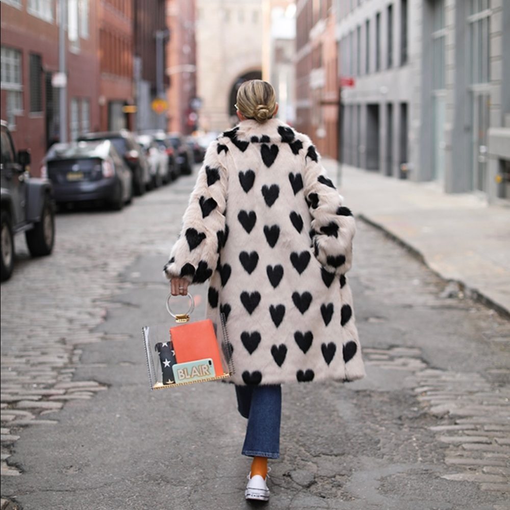 Heart Faux Fur Long Coat
